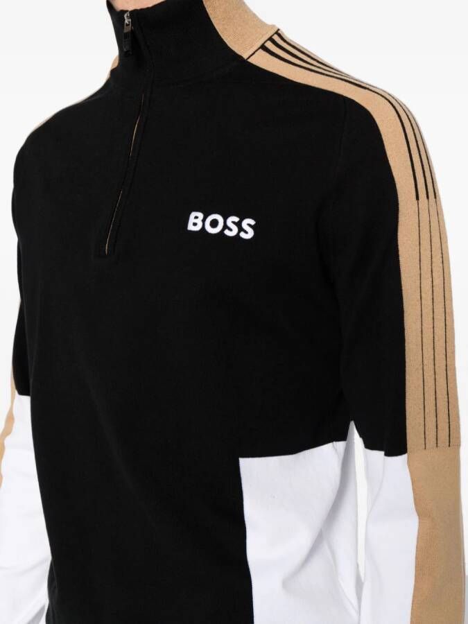 BOSS Zolkar sweater met colourblocking Zwart