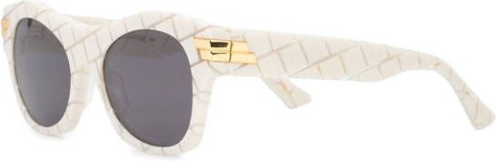 Bottega Veneta Eyewear Intrecciato zonnebril met vierkant montuur Wit