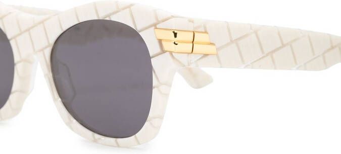 Bottega Veneta Eyewear Intrecciato zonnebril met vierkant montuur Wit