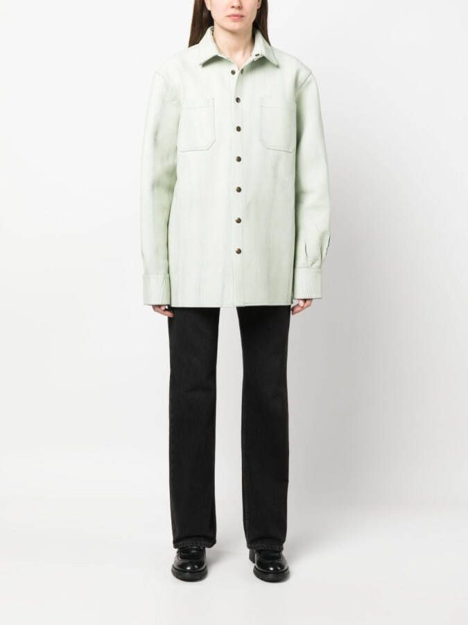 Botter Leren blouse Groen