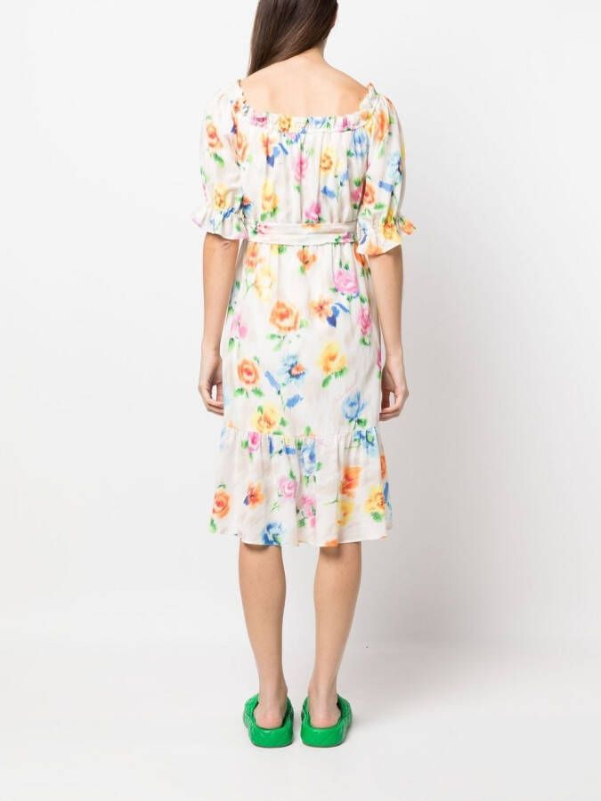 Boutique Moschino Midi-jurk met bloemenprint Wit