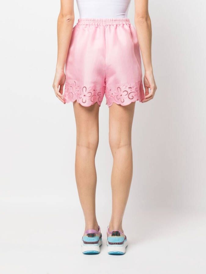 Boutique Moschino Shorts met afwerking van kant Roze