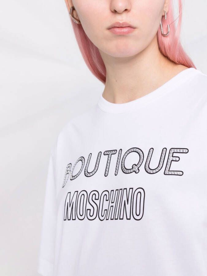 Boutique Moschino T-shirt verfraaid met studs Wit