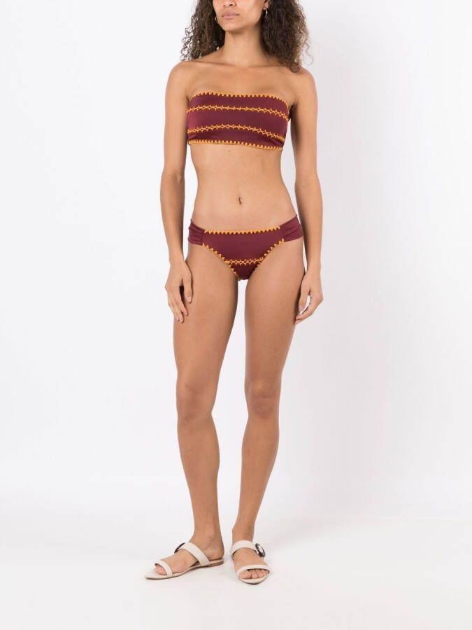 Brigitte Bandeau bikini met contrasterend patroon Rood