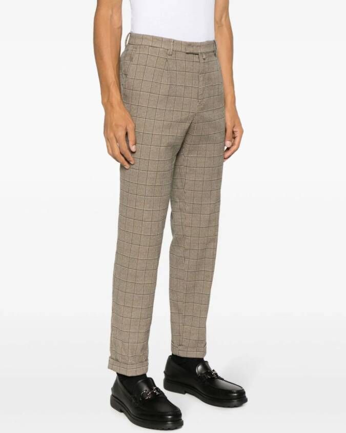 Briglia 1949 Prince of Wales check pleated straight-leg trousers Beige