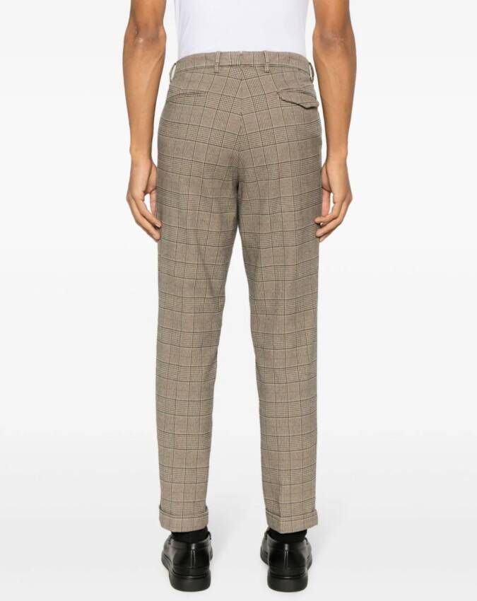 Briglia 1949 Prince of Wales check pleated straight-leg trousers Beige