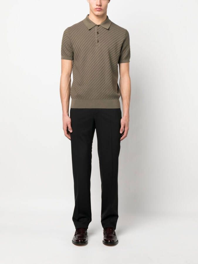 Brioni Gebreid poloshirt Groen