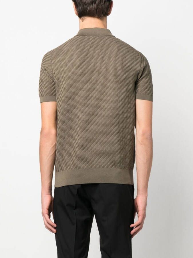 Brioni Gebreid poloshirt Groen