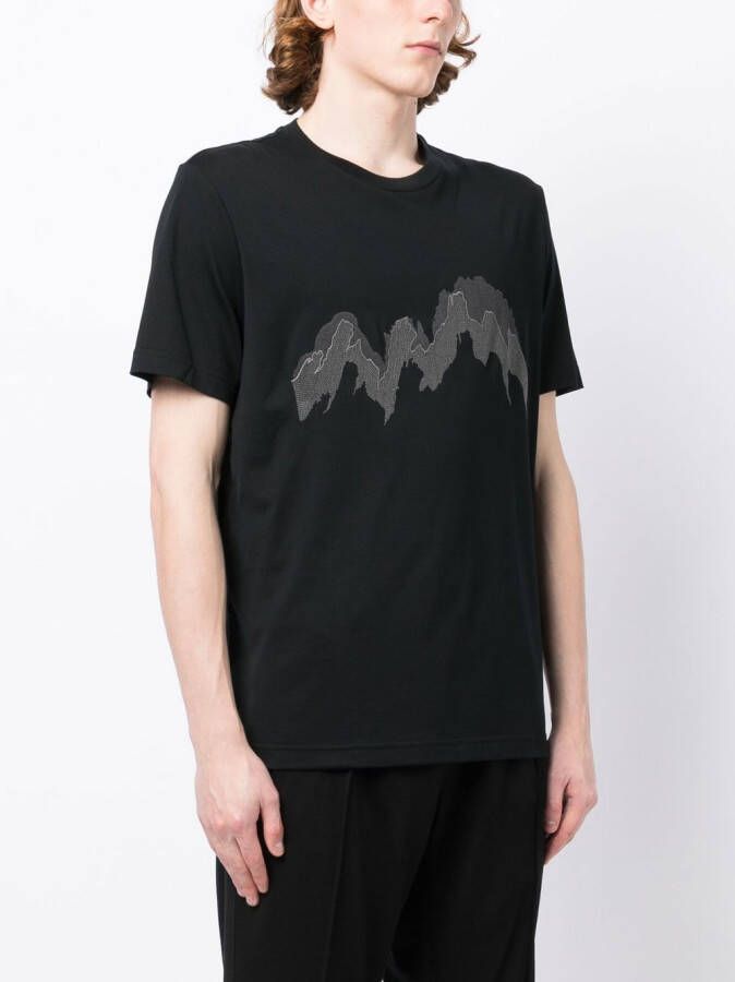 Brioni T-shirt met print Zwart