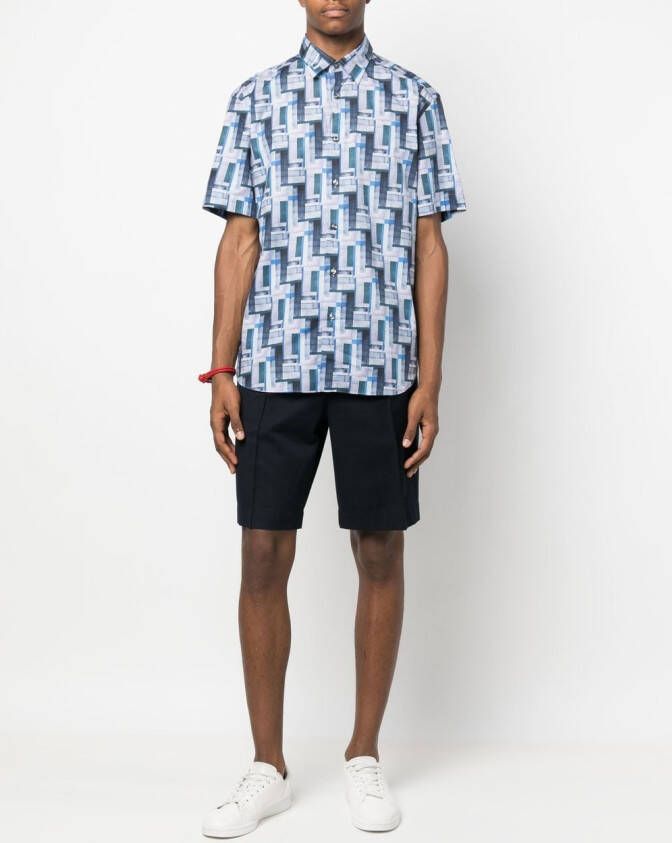 Brioni Overhemd met geometrische print Blauw