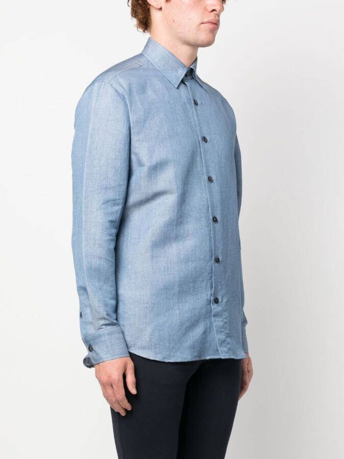 Brioni Overhemd met puntige kraag Blauw
