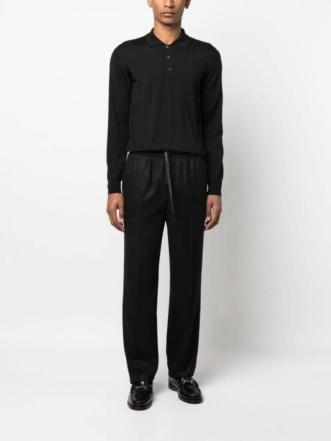 Brioni Poloshirt met lange mouwen Zwart