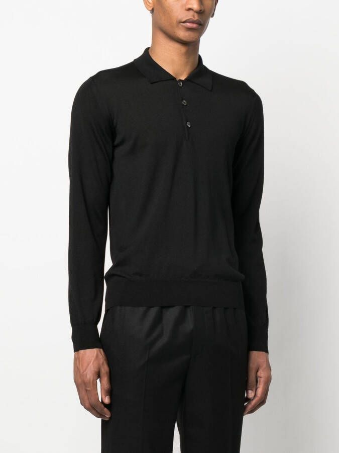 Brioni Poloshirt met lange mouwen Zwart