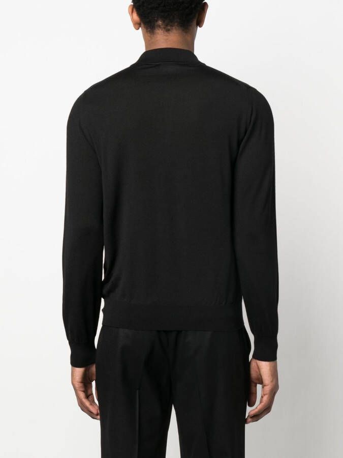 Brioni Poloshirt met lange mouwen Zwart