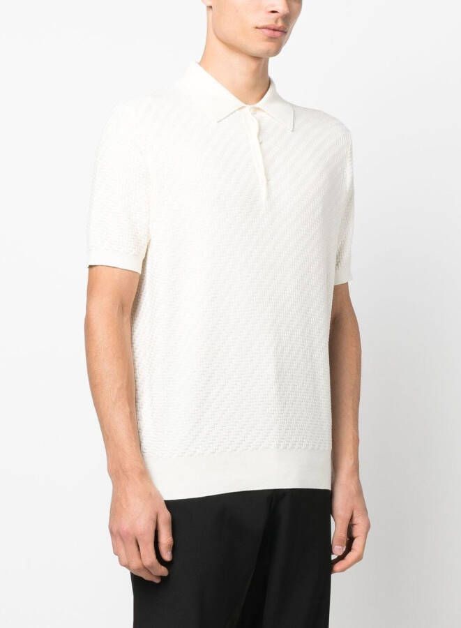 Brioni Ribgebreid poloshirt Wit