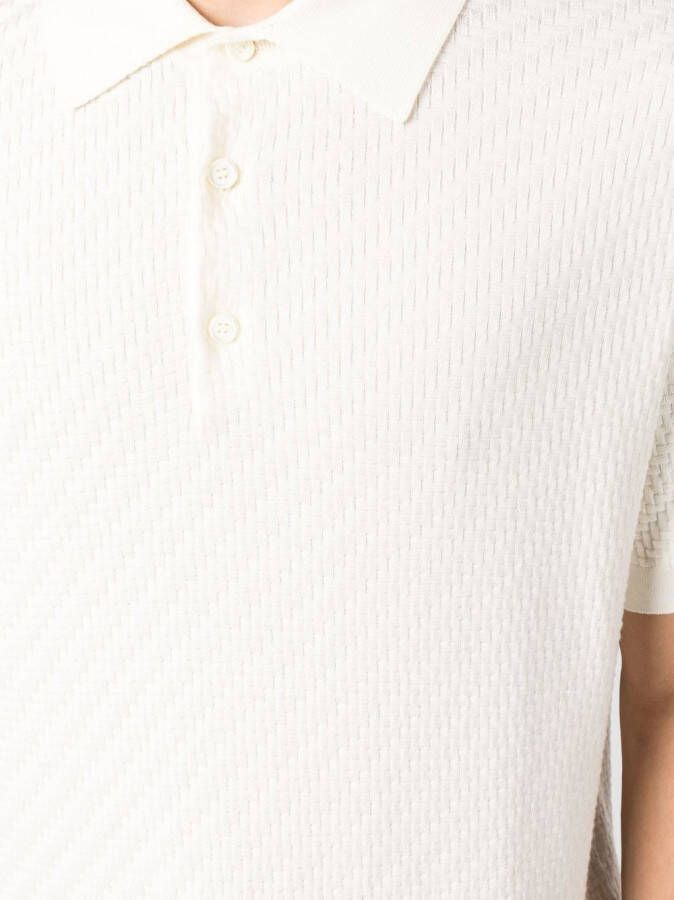 Brioni Ribgebreid poloshirt Wit