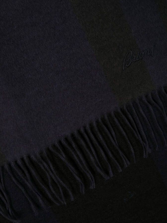 Brioni Sjaal met geborduurd logo Blauw