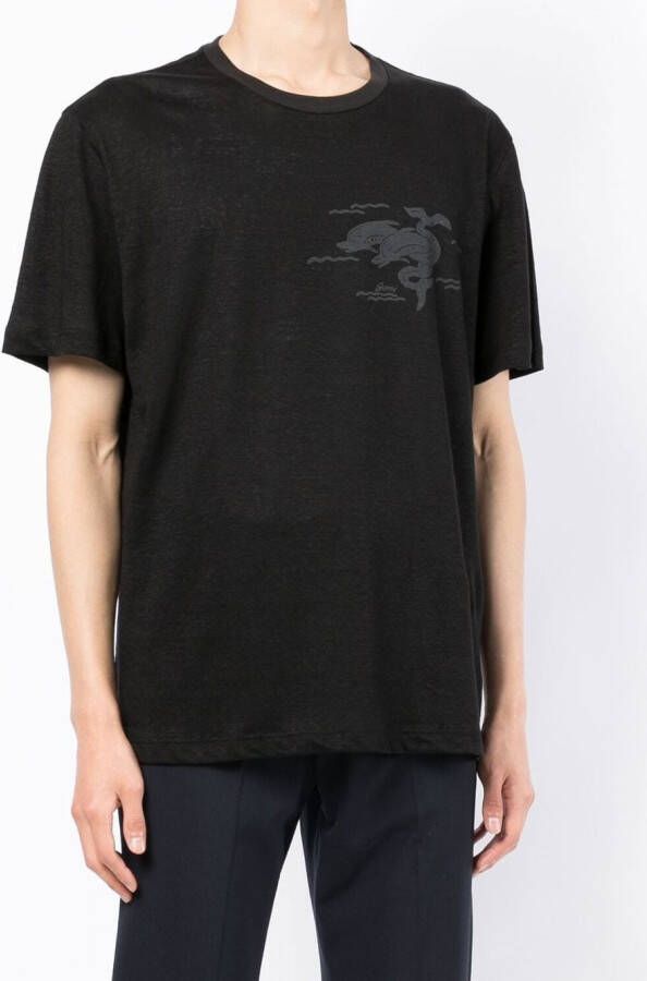 Brioni T-shirt met dolfijnprint Zwart