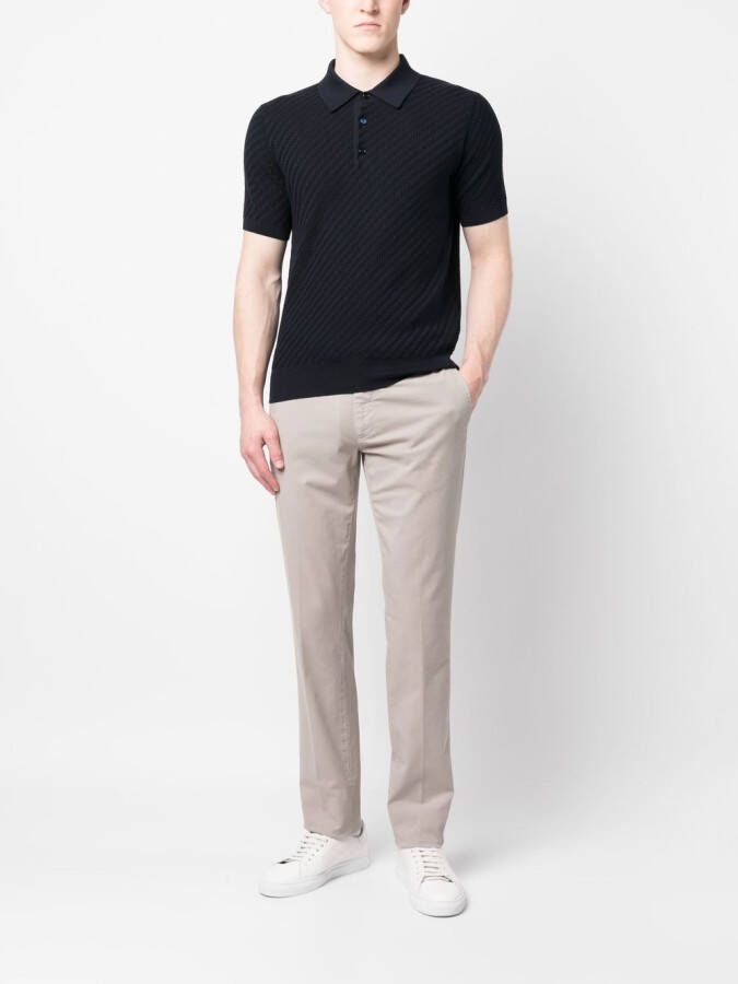 Brioni Gebreid poloshirt Blauw