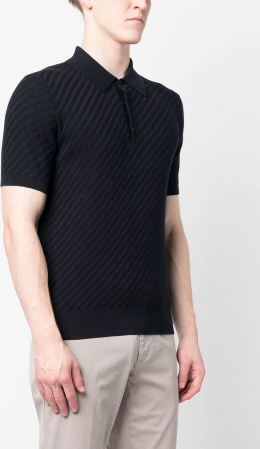 Brioni Gebreid poloshirt Blauw