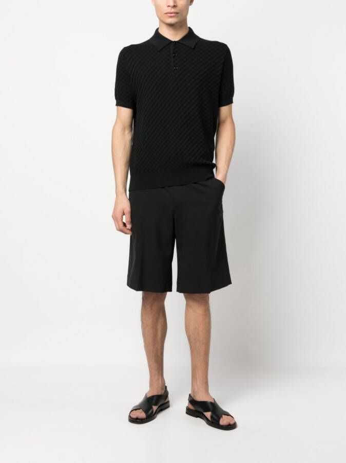 Brioni Gebreid poloshirt Zwart