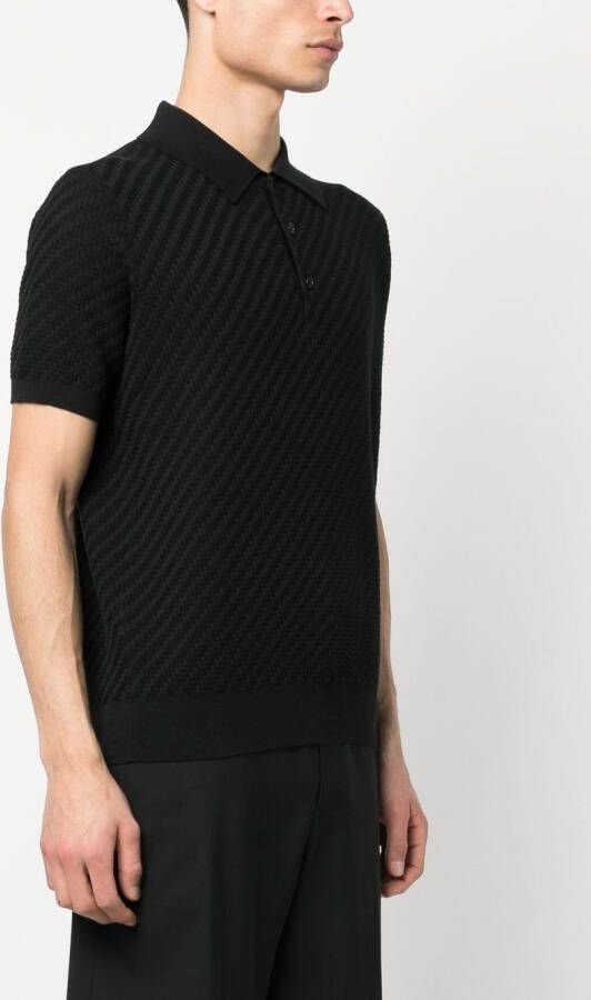 Brioni Gebreid poloshirt Zwart