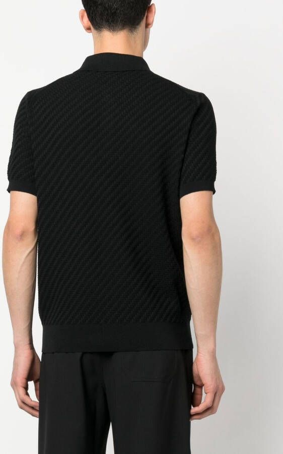 Brioni Gebreid poloshirt Zwart