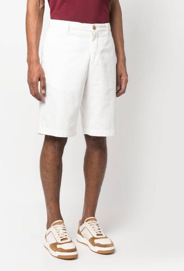 Brunello Cucinelli Bermuda geverfd met katoen Wit