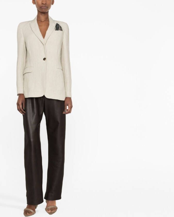 Brunello Cucinelli Blazer met enkele rij knopen Beige