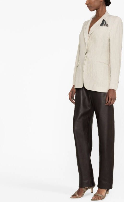 Brunello Cucinelli Blazer met enkele rij knopen Beige