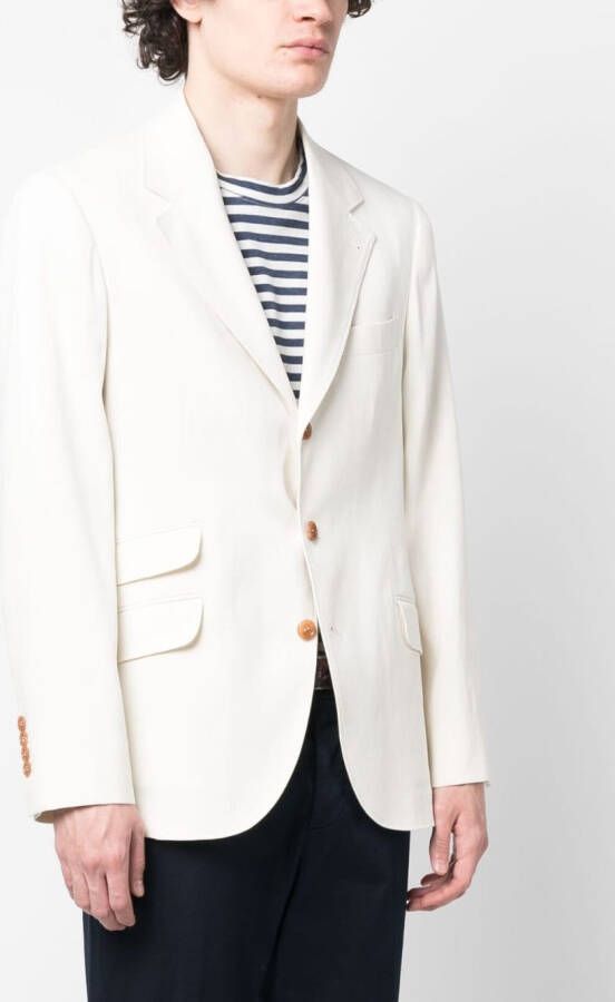Brunello Cucinelli Blazer met enkele rij knopen Beige