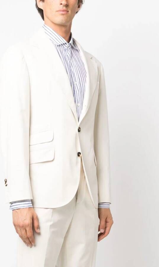 Brunello Cucinelli Blazer met enkele rij knopen Beige