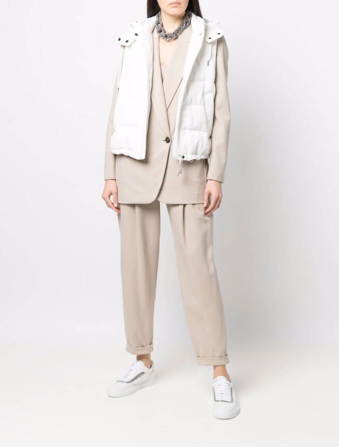 Brunello Cucinelli Blazer met enkele rij knopen Beige