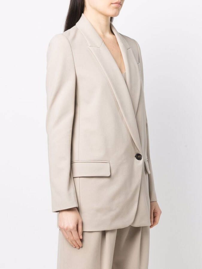 Brunello Cucinelli Blazer met enkele rij knopen Beige