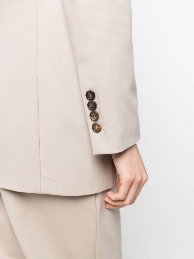 Brunello Cucinelli Blazer met enkele rij knopen Beige