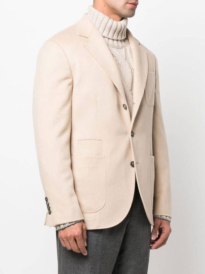 Brunello Cucinelli Blazer met enkele rij knopen Beige