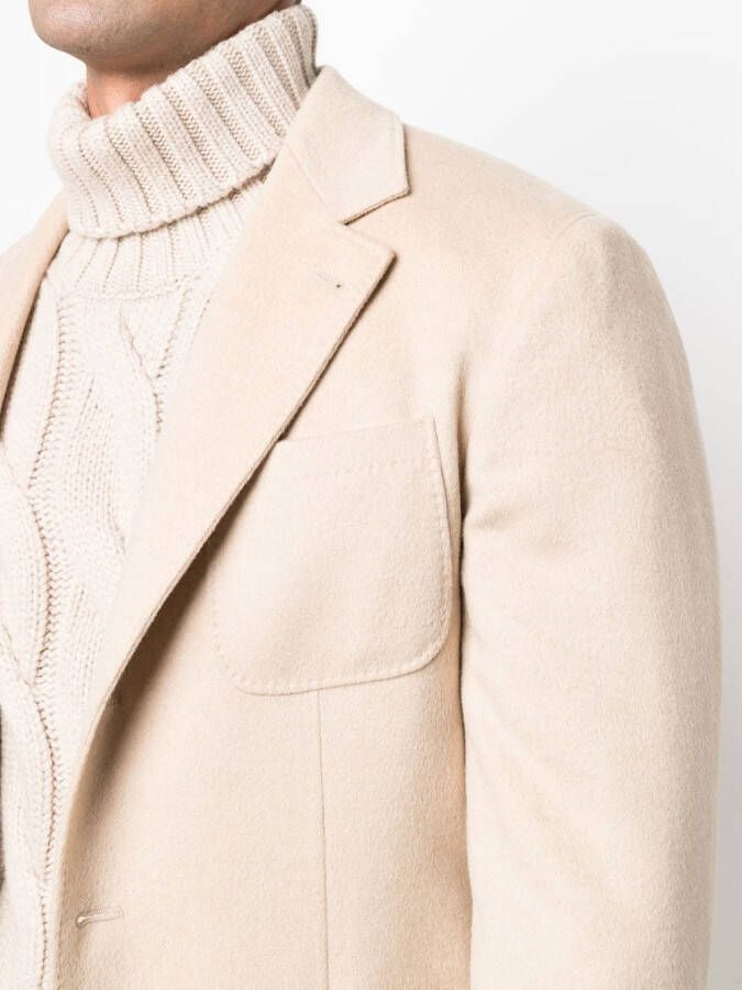 Brunello Cucinelli Blazer met enkele rij knopen Beige