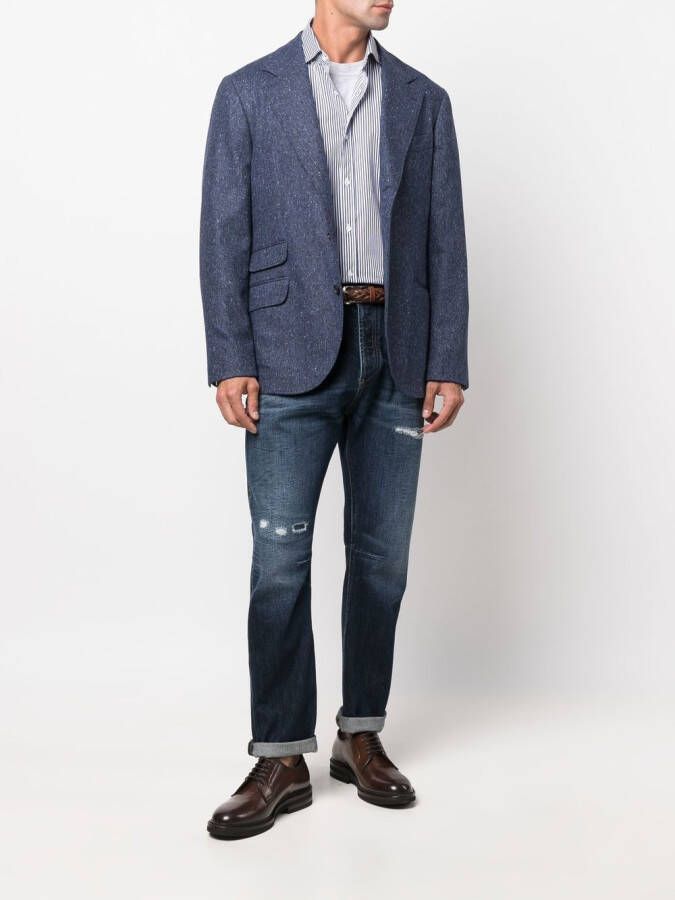 Brunello Cucinelli Blazer met enkele rij knopen Blauw