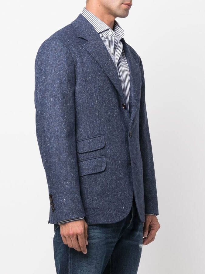 Brunello Cucinelli Blazer met enkele rij knopen Blauw