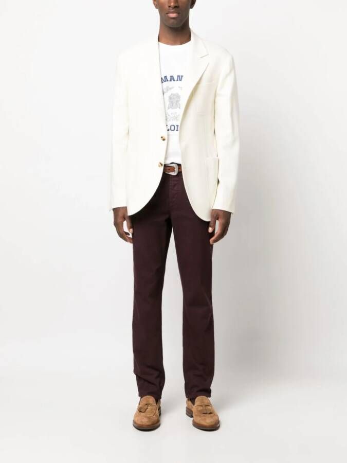 Brunello Cucinelli Blazer met enkele rij knopen Wit