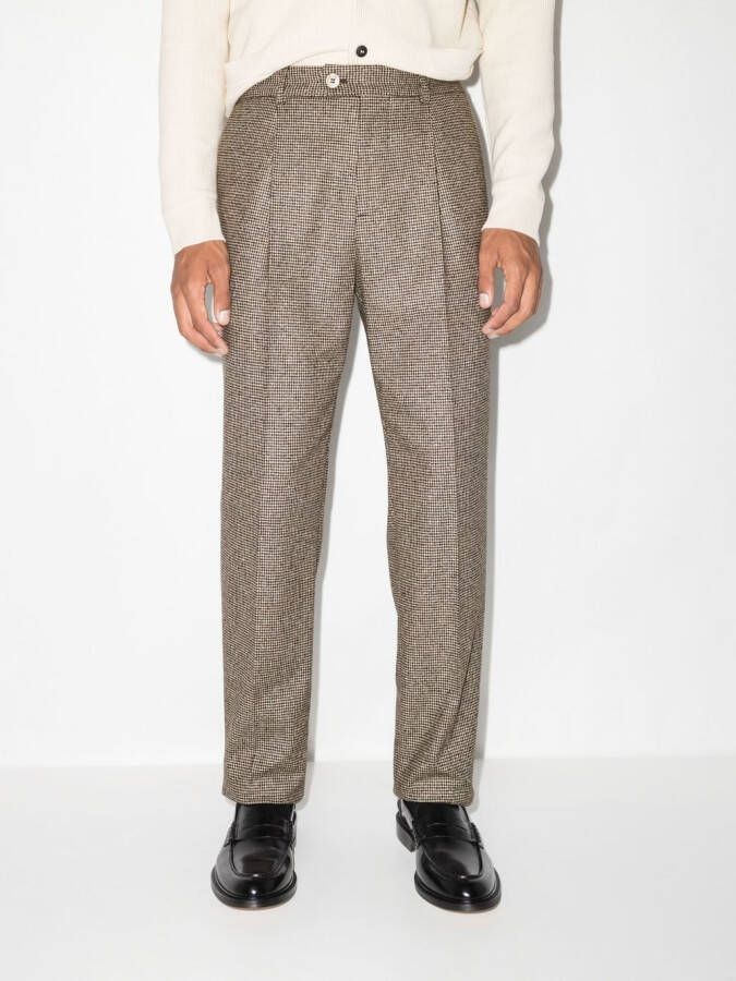 Brunello Cucinelli Blazer met pied-de-poule print Bruin