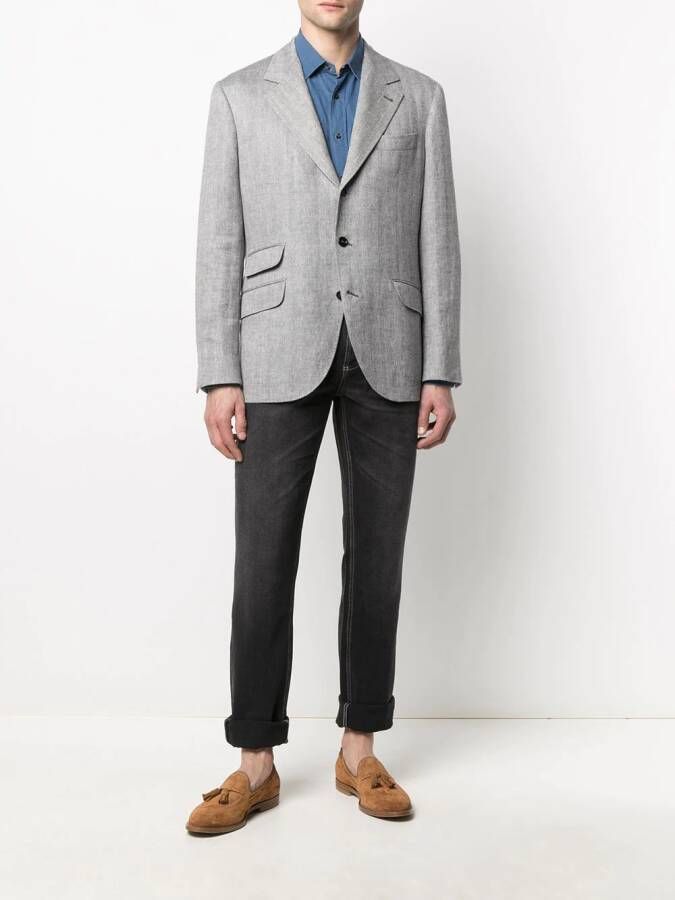 Brunello Cucinelli Blazer met visgraatpatroon Wit