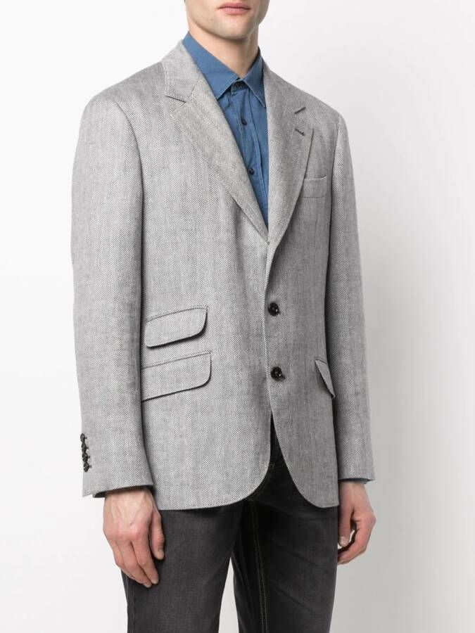 Brunello Cucinelli Blazer met visgraatpatroon Wit