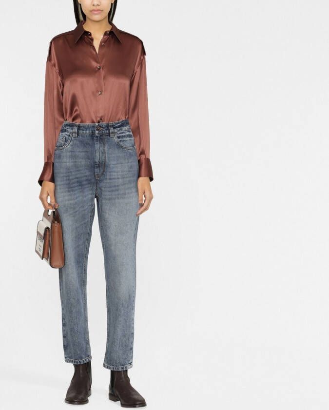 Brunello Cucinelli Blouse met kettingdetail Bruin