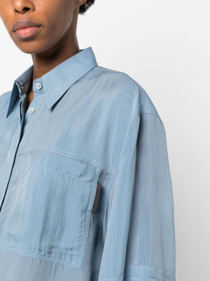Brunello Cucinelli Blouse met korte mouwen Blauw