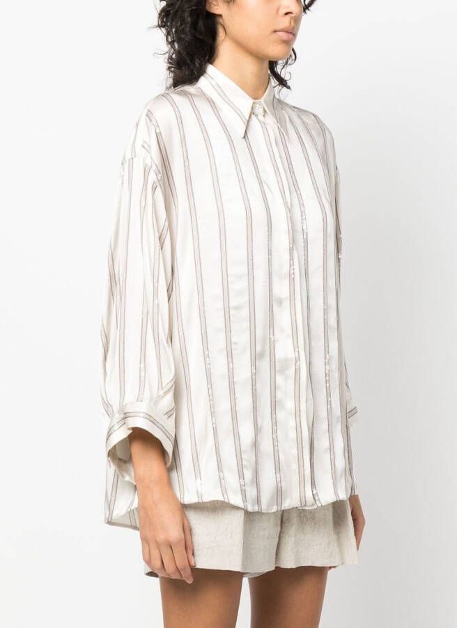 Brunello Cucinelli Blouse met pailletten Beige