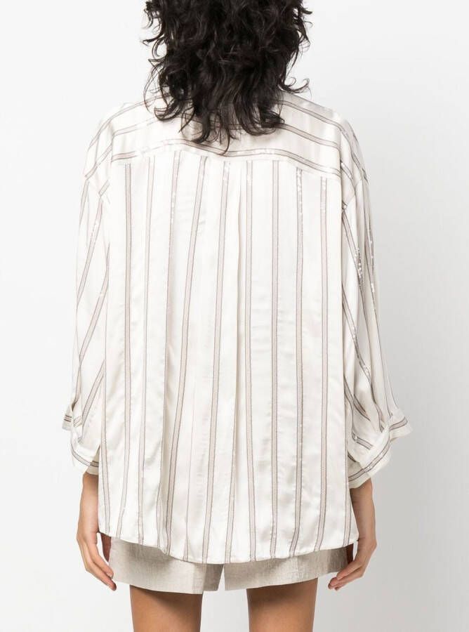 Brunello Cucinelli Blouse met pailletten Beige