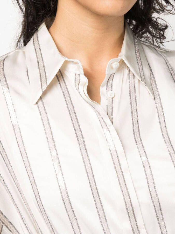 Brunello Cucinelli Blouse met pailletten Beige