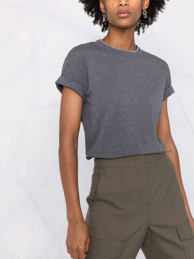Brunello Cucinelli Blouse verfraaid met ketting Grijs