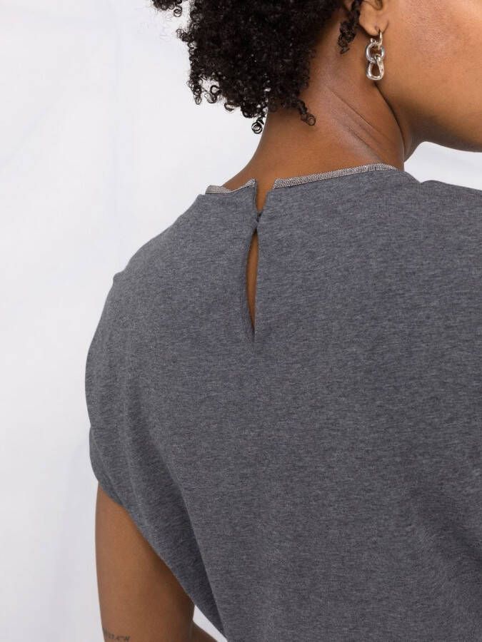 Brunello Cucinelli Blouse verfraaid met ketting Grijs